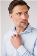  Classic Fit Double Cuff Pale Blue Poplin Shirt