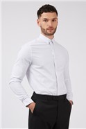  Slim Fit Single Cuff White Neat Print Shirt