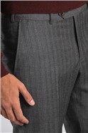 Tailored Fit Dark Grey Stripe Trousers