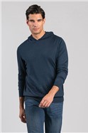  Tailored Fit Dark Blue Hooded Sweater