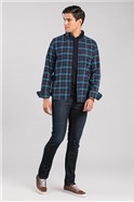  Teal Checked Long Sleeved Shirt