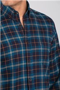  Teal Checked Long Sleeved Shirt