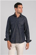  Dark Indigo Demin Long Sleeved Shirt