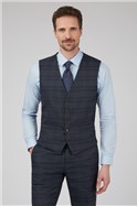  Navy With Subtle Caramel Overcheck Waistcoat