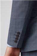  Tailored Fit Light Blue Check Waistcoat