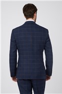  Tailored Fit Navy Herringbone Check Jacket