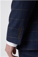  Tailored Fit Navy Herringbone Check Jacket