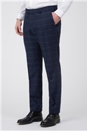  Tailored Fit Navy Herringbone Check Trouser