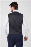  Regular Fit Navy Herringbone Check Waistcoat