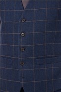  Regular Fit Navy Herringbone Check Waistcoat