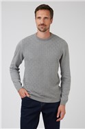  Grey Textured Crew Neck Jumper