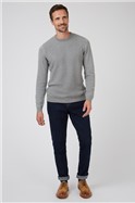  Grey Textured Crew Neck Jumper