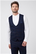  Slim Fit Edinson Navy Check Waistcoat