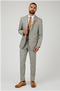  Mid Grey With Tan Check Suit Jacket