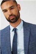  Mid Blue Linen Look Check Waistcoat