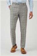 Tailored Fit Grey Peach Check Trousers