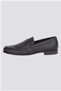  Black Textured Leather Loafers