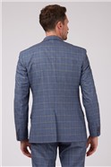  Tailored Mid Blue Textured Check Waistcoat