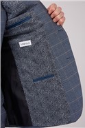  Tailored Mid Blue Textured Check Waistcoat