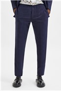  Slim Fit Dark Blue Checked Trousers