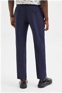  Slim Fit Dark Blue Checked Trousers