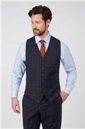  Navy Check Travel Waistcoat