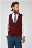  Slim Fit Single Breasted Kelvin Wine Waistcoat