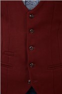  Slim Fit Single Breasted Kelvin Wine Waistcoat