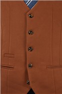  Slim Fit Single Breasted Kelvin Tan Waistcoat