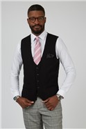  Slim Fit Single Breasted Kelvin Black Waistcoat