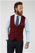  Slim Fit Double Breasted Kelvin Wine Waistcoat