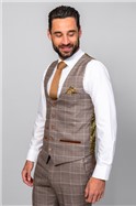  Slim Fit Ray Tan Check Suit