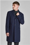  Navy Slim Fit Melton Overcoat