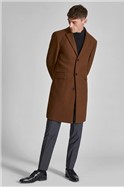  Tan Slim Fit Melton Overcoat