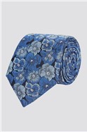 Navy and Blue Floral Print Tie