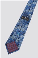 Navy and Blue Floral Print Tie