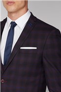  Burgundy and Navy Blue Check Suit