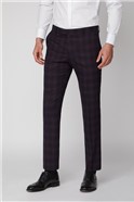  Burgundy and Navy Blue Check Waistcoat