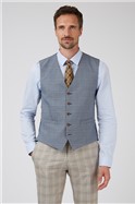 Slim Fit Blue Puppytooth Waistcoat