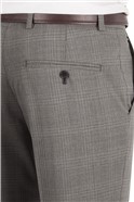  Tailored Fit Grey Check Suit Trousers