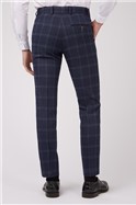  Slim Fit Navy Tweed with Blue Overcheck Waistcoat