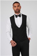  Slim Fit Double Breasted Huxley Black Dinner Waistcoat