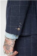  Navy and Grey Windowpane Check Waistcoat