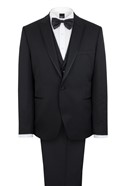  Slim Fit Black Twill Waistcoat