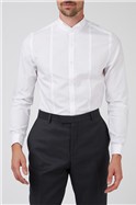  Slim Fit Double Cuff Wing Collar Dobby Panelled Tuxedo Shirt