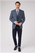  Light Blue Tweed Check Waistcoat