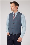  Light Blue Tweed Check Waistcoat