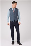  Light Blue Tweed Check Waistcoat