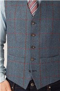  Light Blue Tweed Check Waistcoat