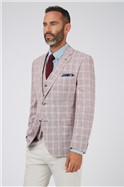  Heather Pink Linen Check Regular Fit Jacket